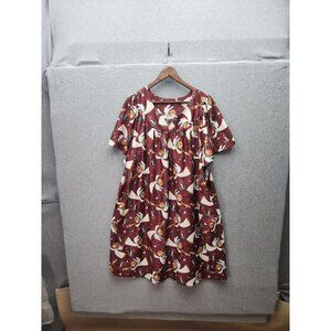 Anthony Richards Red Christmas Angel Print Dress 2X Short Sleeve Pullover 100% P